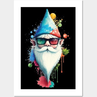 Coloful Artsy Santa Elf with 3D Glasses Posters and Art